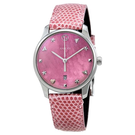 women's g-gucci alligator leather white mother of pearl dial streps|Gucci White Mother Of Pearl Dial Leather Strap Watch in Metallic .